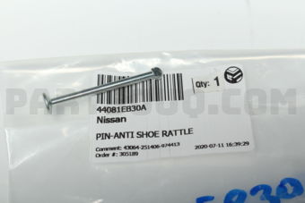 Nissan 44081EB30A PIN-ANTI SHOE RATTLE