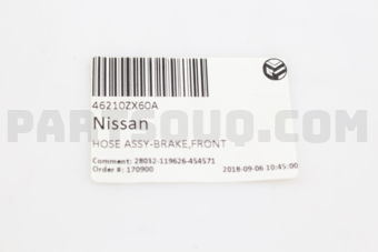 Nissan 46210ZX60A HOSE ASSY-BRAKE,FRONT