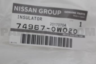 Nissan 749670W020 INSULATOR-TRANSMISSION HOLE COVER
