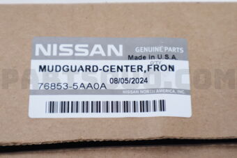 Nissan 768535AA0A MUDGUARD CENTER,FRONT LH
