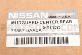 Nissan 768575AA0A MUDGUARD CENTER,REAR LH