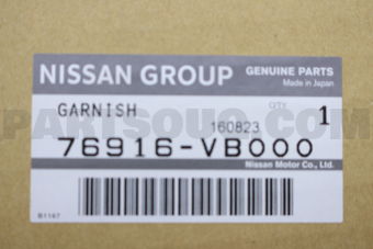 Nissan 76916VB000 GARNISH-CENTER PILLAR,LOWER LH