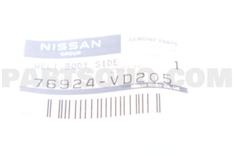 Nissan 76924VD205 WELT-BODY SIDE,REAR LH