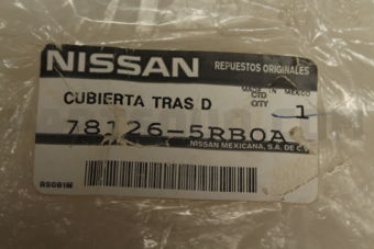 Nissan 781265RB0A COVER-SLIDE RAIL,REAR FENDER RH