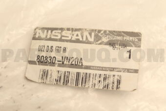 Nissan 80830VN20A WEATHERSTRIP-FRONT DOOR,RH