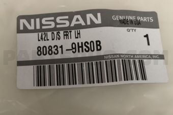 Nissan 808319HS0B WEATHERSTRIP-FRONT DOOR,LH