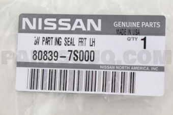 Nissan 808397S000 SEAL-FRONT DOOR PARTING,LH