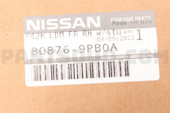 Nissan 808769PB0A MOULDING FRON TDOOR RH