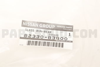 Nissan 8233083G00 GLASS RUN-REAR DOOR WINDOW,RH
