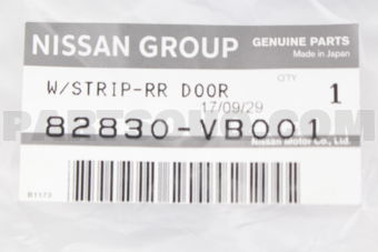 Nissan 82830VB001 WEATHERSTRIP-REAR DOOR,RH