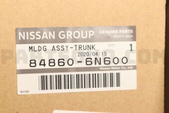 Nissan 848606N600 MOULDING ASSY-TRUNK LID