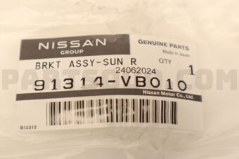 Nissan 91314VB010 BRACKET-FRAME,SUNROOF