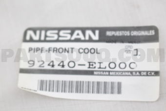 Nissan 92440EL000 PIPE ASSY-FRONT COOLER,HIGH