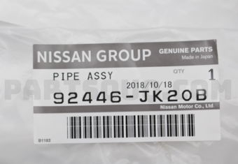 Nissan 92446JK20B PIPE ASSY