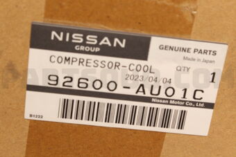 Nissan 92600AU01C COMPRESSOR-COOL