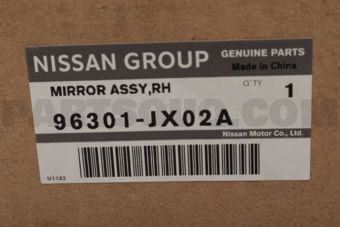 Nissan 96301JX02A MIRROR ASSY,RH
