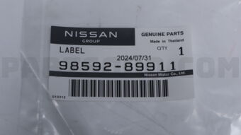 Nissan 9859289911 LABEL-AIR BAG