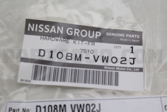 Nissan D108MVW02J HARDWARE KIT-FRT