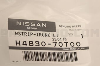 Nissan H483070T00 WSTRIP-TRUNK LI