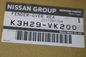 Nissan K3H29VK200 FENDER-OVER,REAR LH