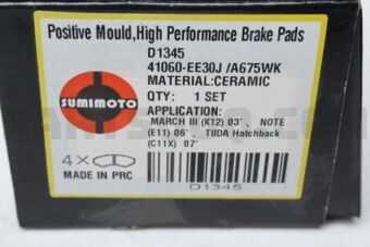 SUMIMOTO A675WK BRAKE PAD-CER K12 2002UP