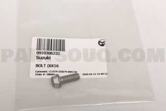 Suzuki 0910306232 BOLT (6X16)