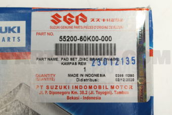 Suzuki 5520060K00 PADSET,DISCBRAKE(W/ABS)