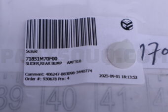 Suzuki 71851M70F00 SLIDER,REAR BUMP AMF310