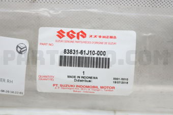 Suzuki 8383161J10 WEATHERSTRIP, DOOR OUTER RH