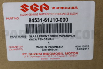 Suzuki 8453161J10 GLASS FR DR WDO RH