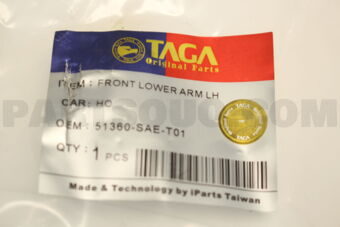 TAGA 51360SAET01 LOWER ARM FRONT LH HO CITY 200301-200812 TAGA