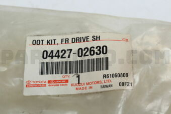 Toyota 0442702630 BOOT KIT, FRONT DRIVE SHAFT, IN & OUTBOARD, RH