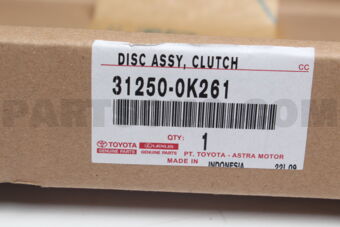Toyota 312500K261 DISC ASSY, CLUTCH
