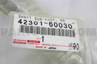 Toyota 4230160030 SHAFT, REAR AXLE, RH/LH