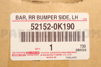 Toyota 521520K190 BAR RR BUMPER SIDE