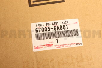Toyota 670056A801 مجموعة فرعية من لوحة الباب الخلفي