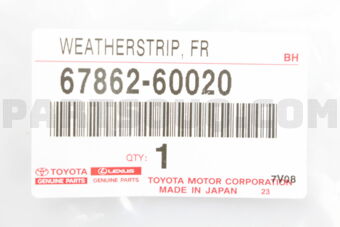 Toyota 6786260020 WEATHERSTRIP, FRONT DOOR, LH