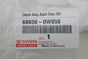 Toyota 686500W050 CHECK ASSY, BACK