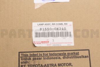 Toyota 815500K240 LAMP ASSY, RR