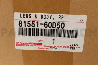 Toyota 8155160D50 LENS & BODY RR