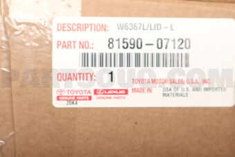 Toyota 8159007120 LAMP ASSY, RR, LH