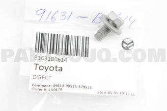 Toyota 91631B0614 BOLT, W/WASHER