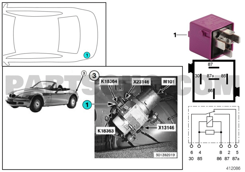 Relay | BMW Z3 2.8 CK51 Z3 Parts Catalogs | PartSouq