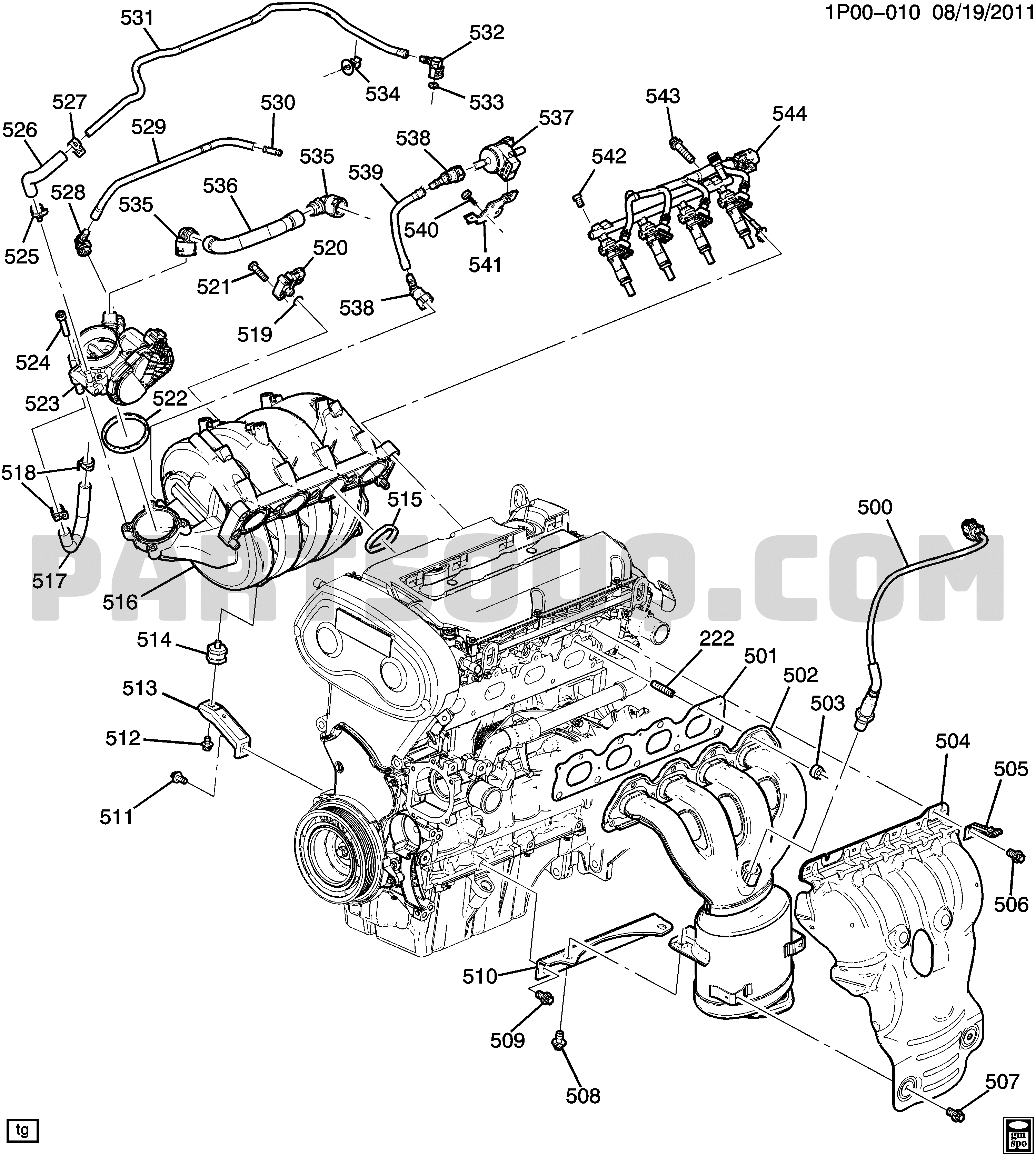 CYLINDER ENGINE | Chevrolet Cruze (1P1) 2014 Parts Catalogs ...