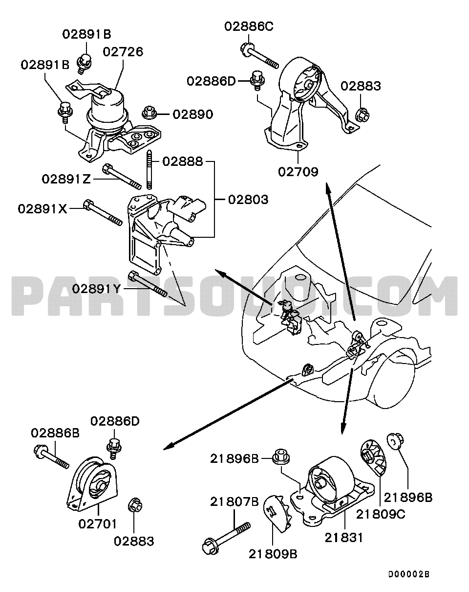 Engine | Mitsubishi LANCER,LANCER CEDIA Japan CS5W Parts Catalogs 