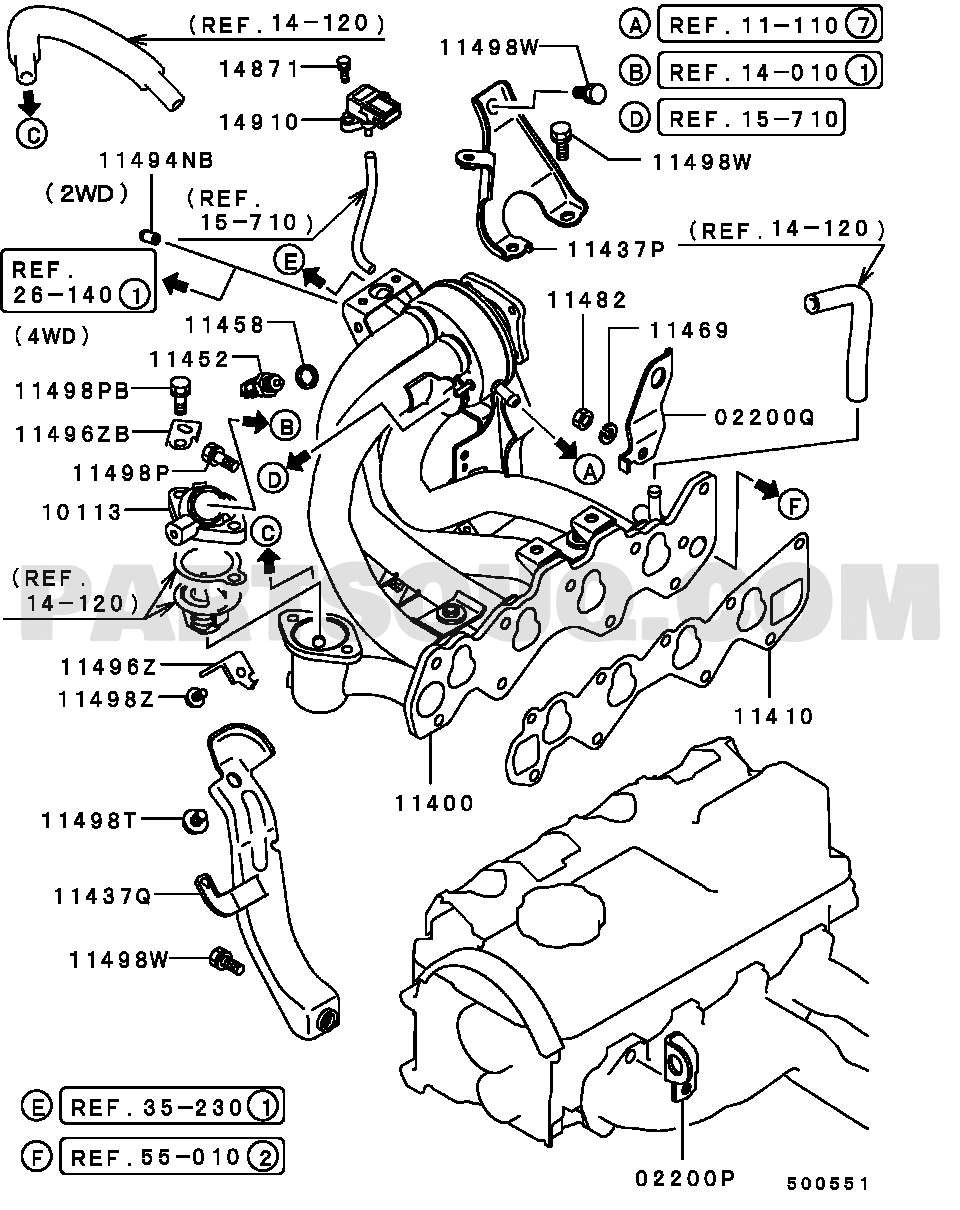 Engine | Mitsubishi PAJERO MINI Japan H53A Parts Catalogs 