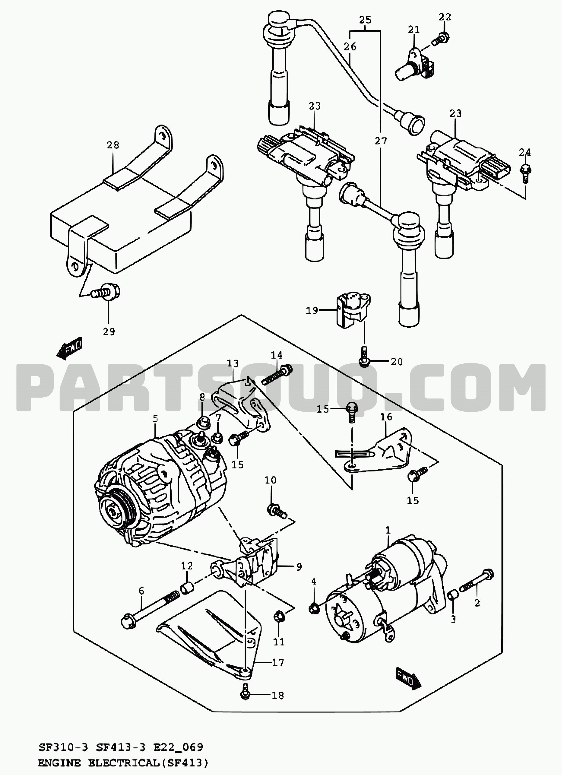 1. Engine | Suzuki Swift SF413 SF413-3 (Magyar) (E02,E15,E22 