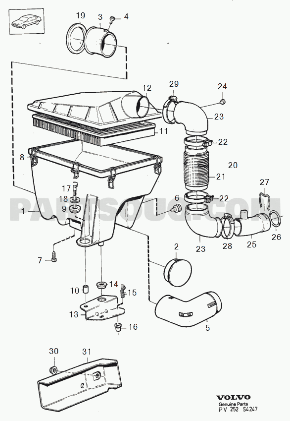 Engine with mountings and equipment | Volvo 940 1991 D24TIC ...