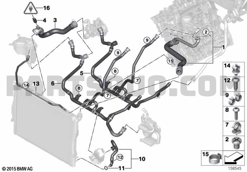 Cooling system coolant hoses bmw 320i pg97 e90n parts catalogs