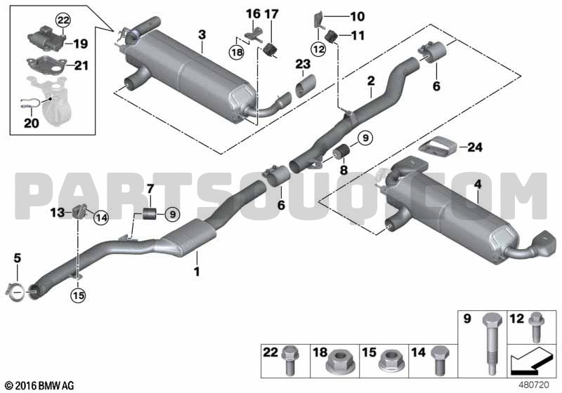 Bmw 530i cheap exhaust system